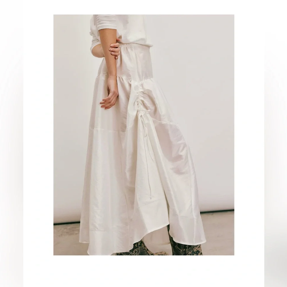 Free People eggnog white Emery drop waist midi skirt size small NWOT